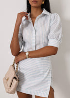 Shira Striped Wrap Vacay Skort | White/Blue