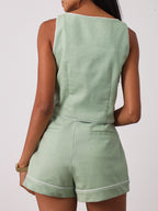 Shola Perfect Fit Denim Shorts | Pistachio/White
