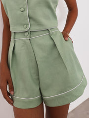 Shola Perfect Fit Denim Shorts | Pistachio/White