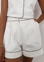 Shola Perfect Fit Denim Shorts | White/Taupe