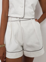 Shola Perfect Fit Denim Shorts | White/Taupe