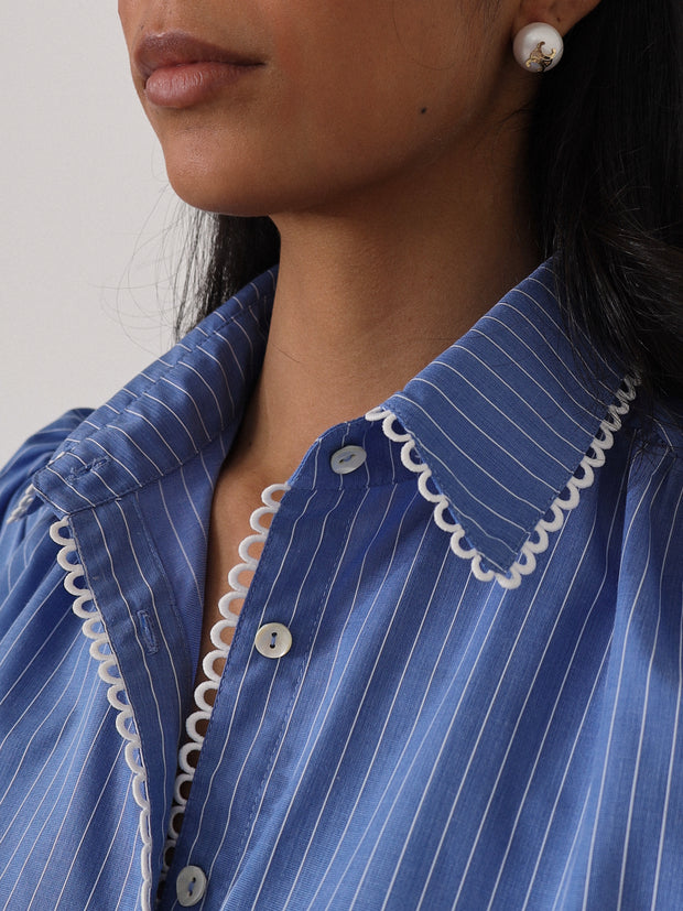 Sienna Striped Contemporary Shirt | Blue/White