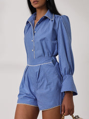 Sienna Striped Contemporary Shirt | Blue/White