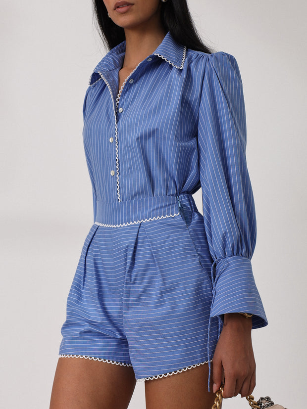 Sienna Striped Contemporary Shirt | Blue/White