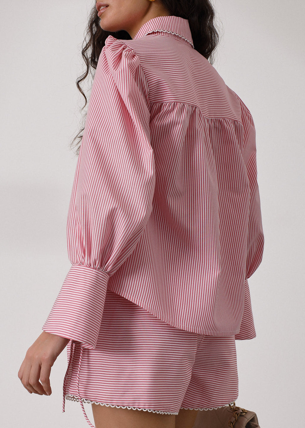 Sienna Striped Contemporary Shirt | Red/White