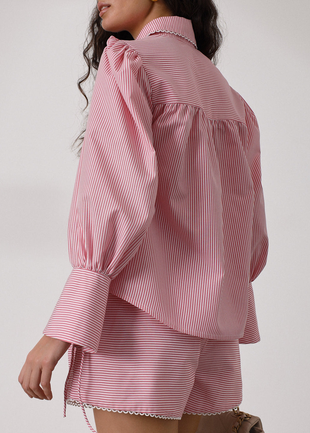 Sienna Striped Contemporary Shirt | Red/White