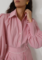 Sienna Striped Contemporary Shirt | Red/White