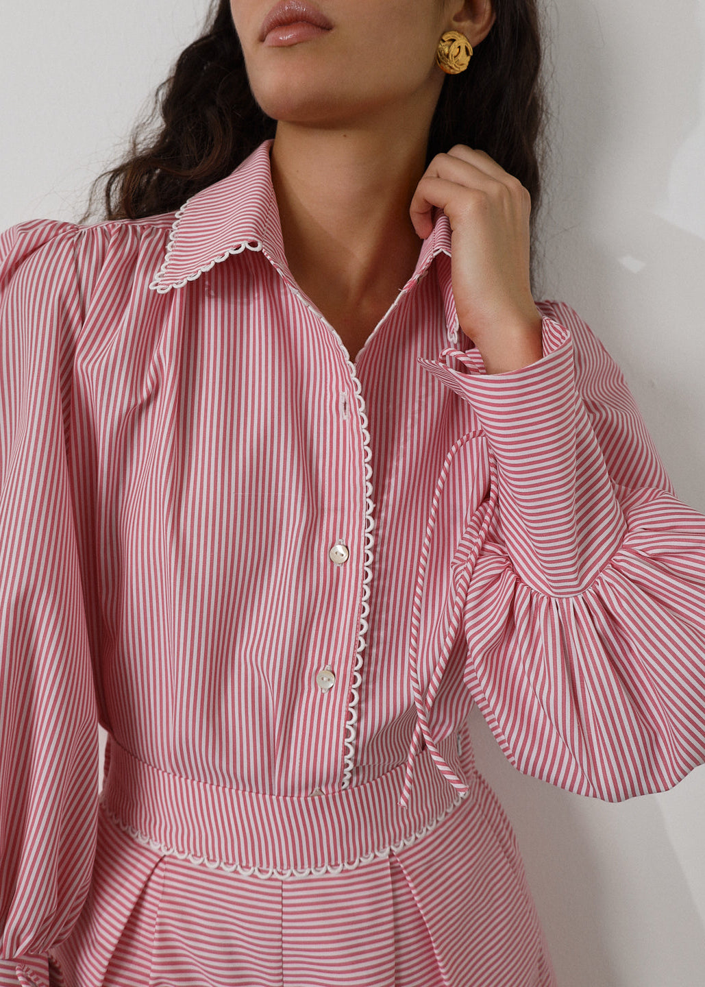 Sienna Striped Contemporary Shirt | Red/White