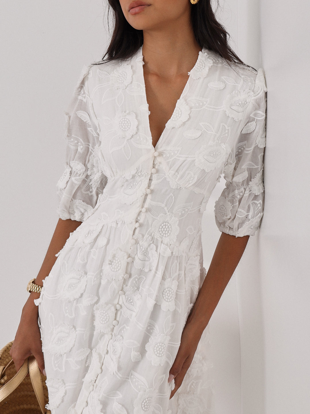 White Embroidered Cotton Dress VITA GRACE White Embroidered Cotton Dress VITA GRACE
