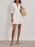 Sierra Cotton Summer Short Day Dress | White