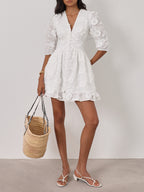 Sierra Cotton Summer Short Day Dress | White