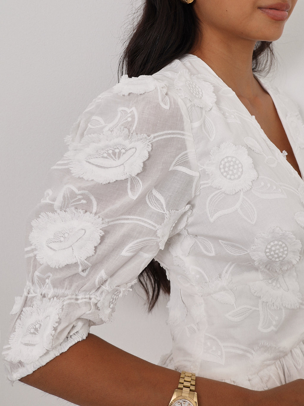 Sierra Cotton Summer Short Day Dress | White