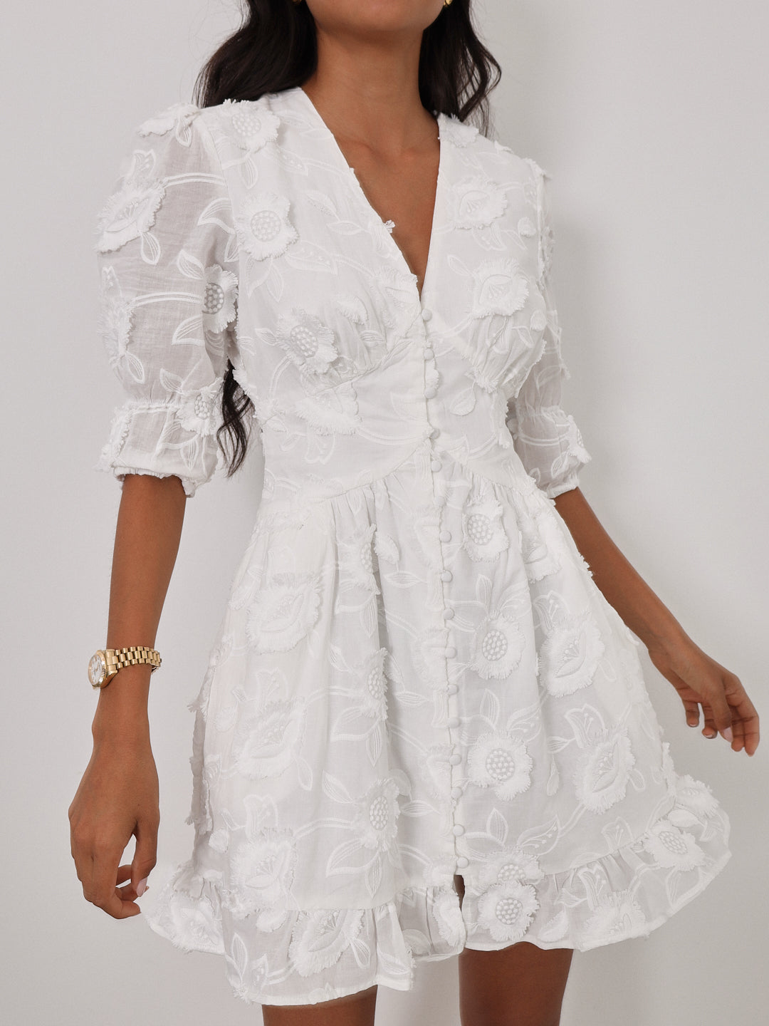 Sierra Cotton Summer Short Day Dress | White