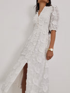Sierra Embroidered Cotton Summer Day Dress | White