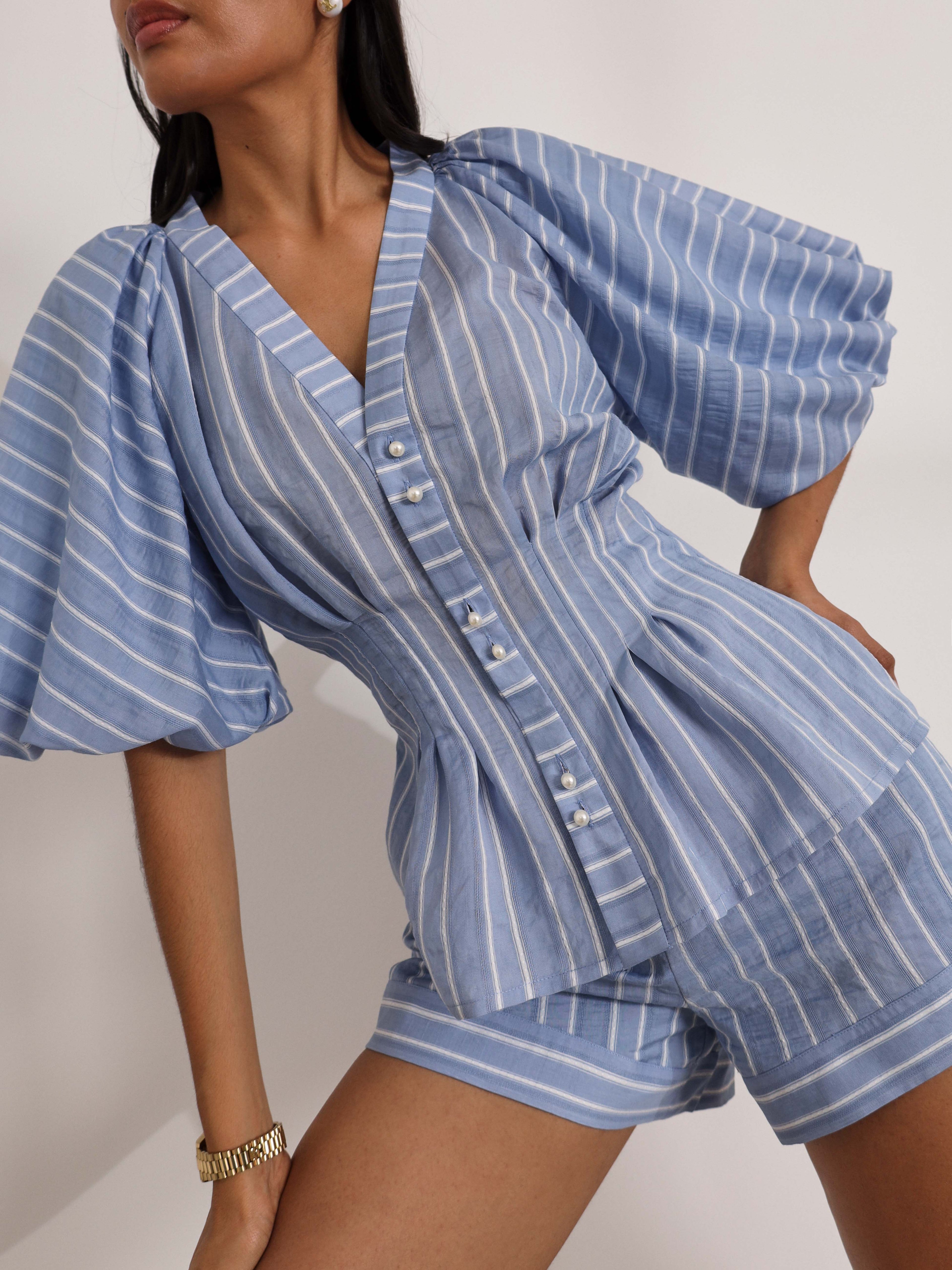 Skye Classic Stripe Shorts | Blue/White