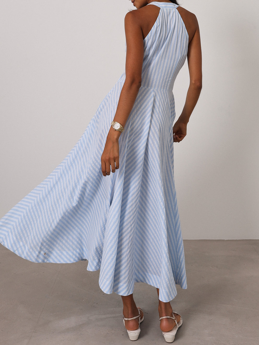 Sybil Cotton Resort Dress | Pale Blue/White