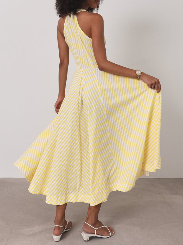 Sybil Cotton Resort Dress | Lemon/White