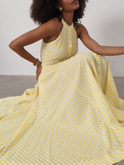 Sybil Cotton Resort Dress | Lemon/White