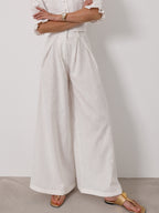 Thalia Timeless Wide Leg Linen Trouser | White