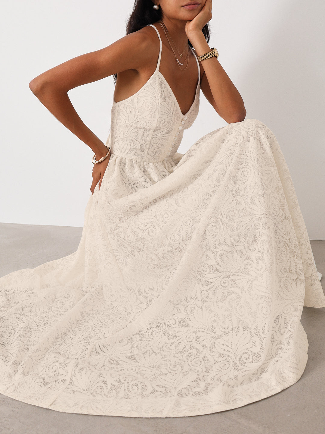 Trudie Lace Destination Maxi Dress | Champagne