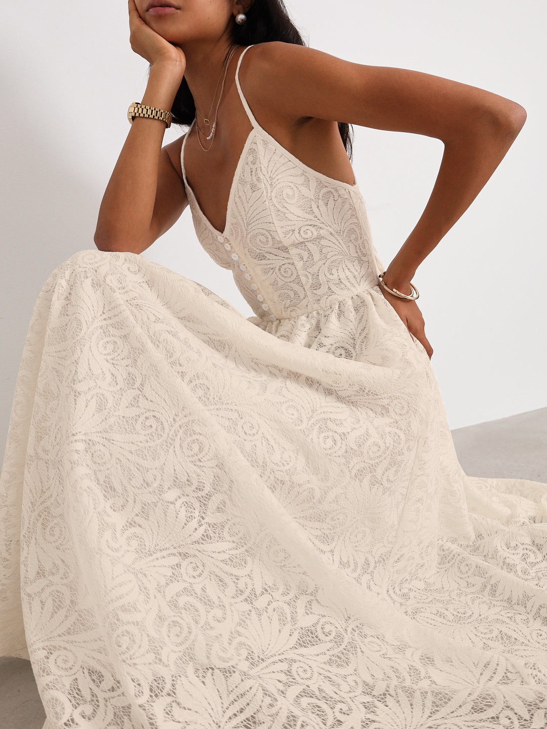 Trudie Lace Destination Maxi Dress | Champagne