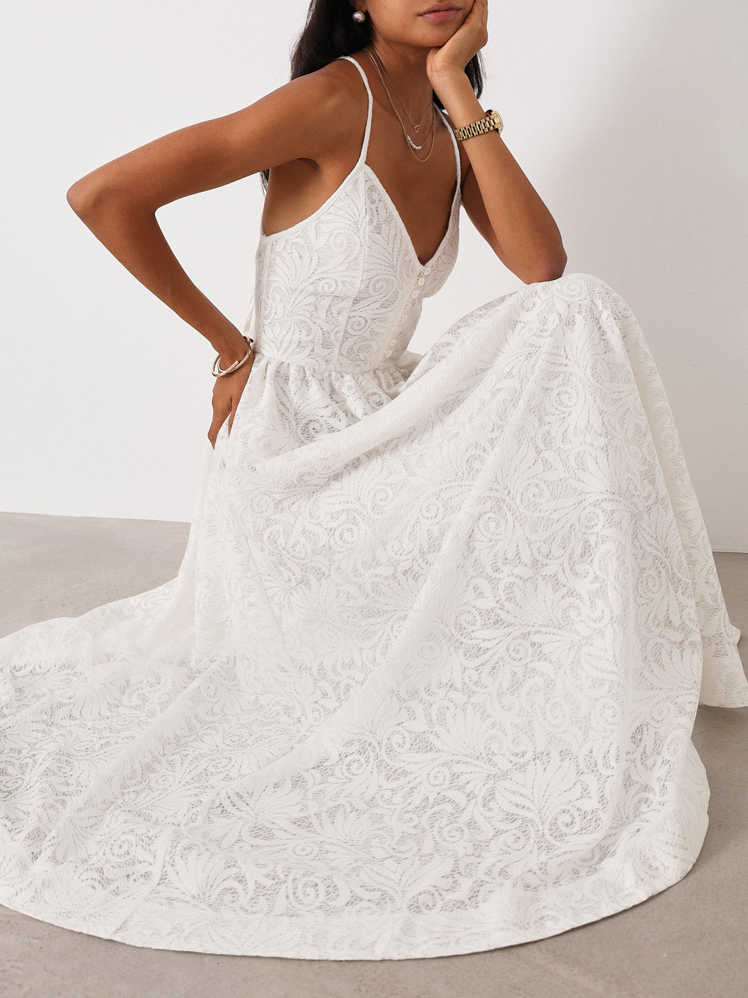 Trudie Lace Destination Maxi Dress  | White