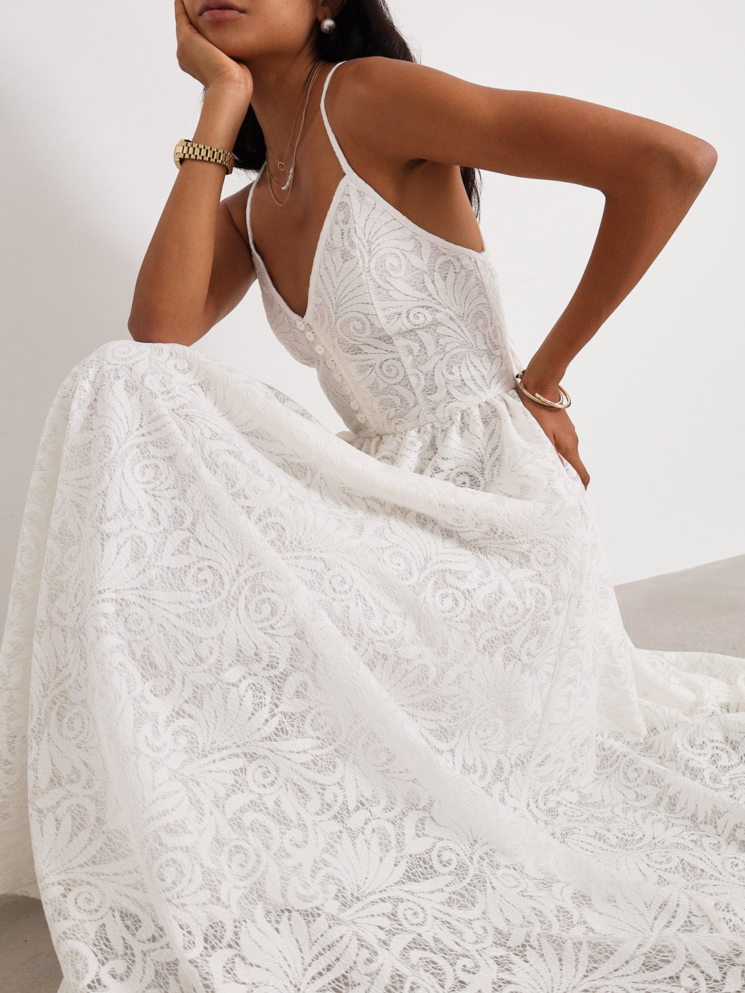 Trudie Lace Destination Maxi Dress  | White
