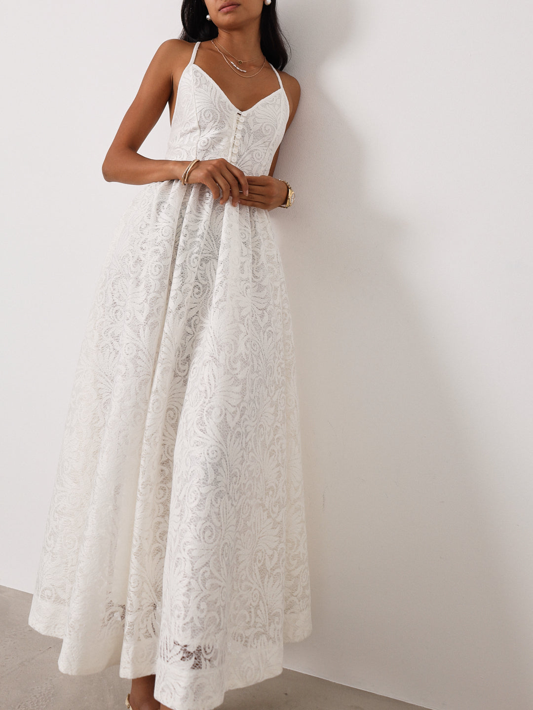 Trudie Lace Destination Maxi Dress  | White