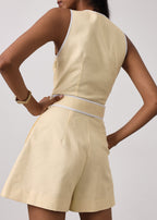 Tayla Belted Playsuit | Lemon Cream