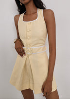 Tayla Belted Playsuit | Lemon Cream