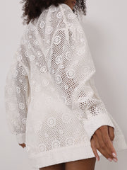 Ulani Crochet Lace Cardigan Cover Up | Seashell