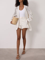 Neve Loop Trim Denim Shorts | Seashell