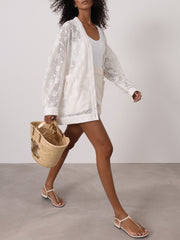 Ulani Crochet Lace Cardigan Cover Up | Seashell