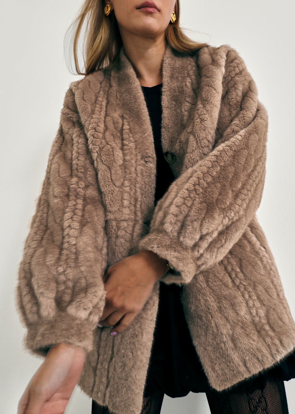 Vail Chic Fur Cardigan Coat | Truffle