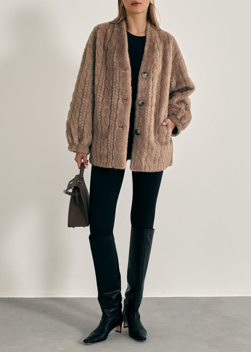 Vail Chic Fur Cardigan Coat | Truffle