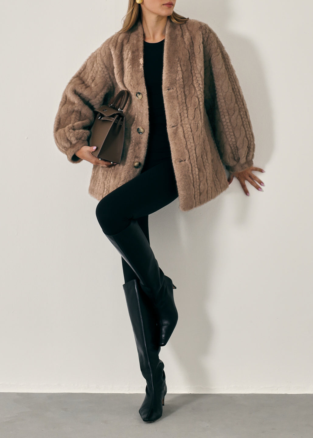 Vail Chic Fur Cardigan Coat | Truffle