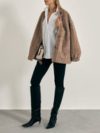 Vail Chic Fur Cardigan Coat | Truffle