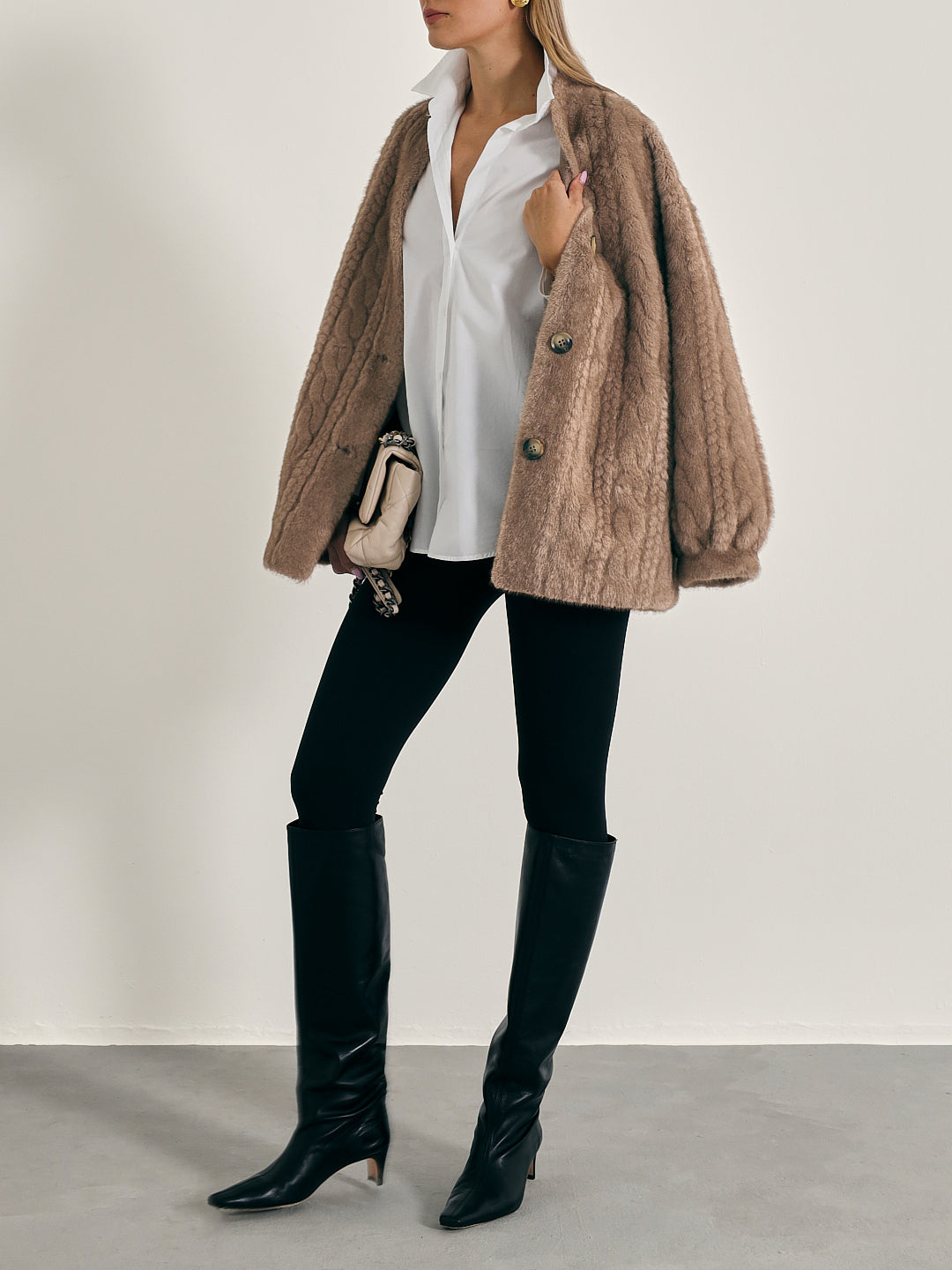Vail Chic Fur Cardigan Coat | Truffle