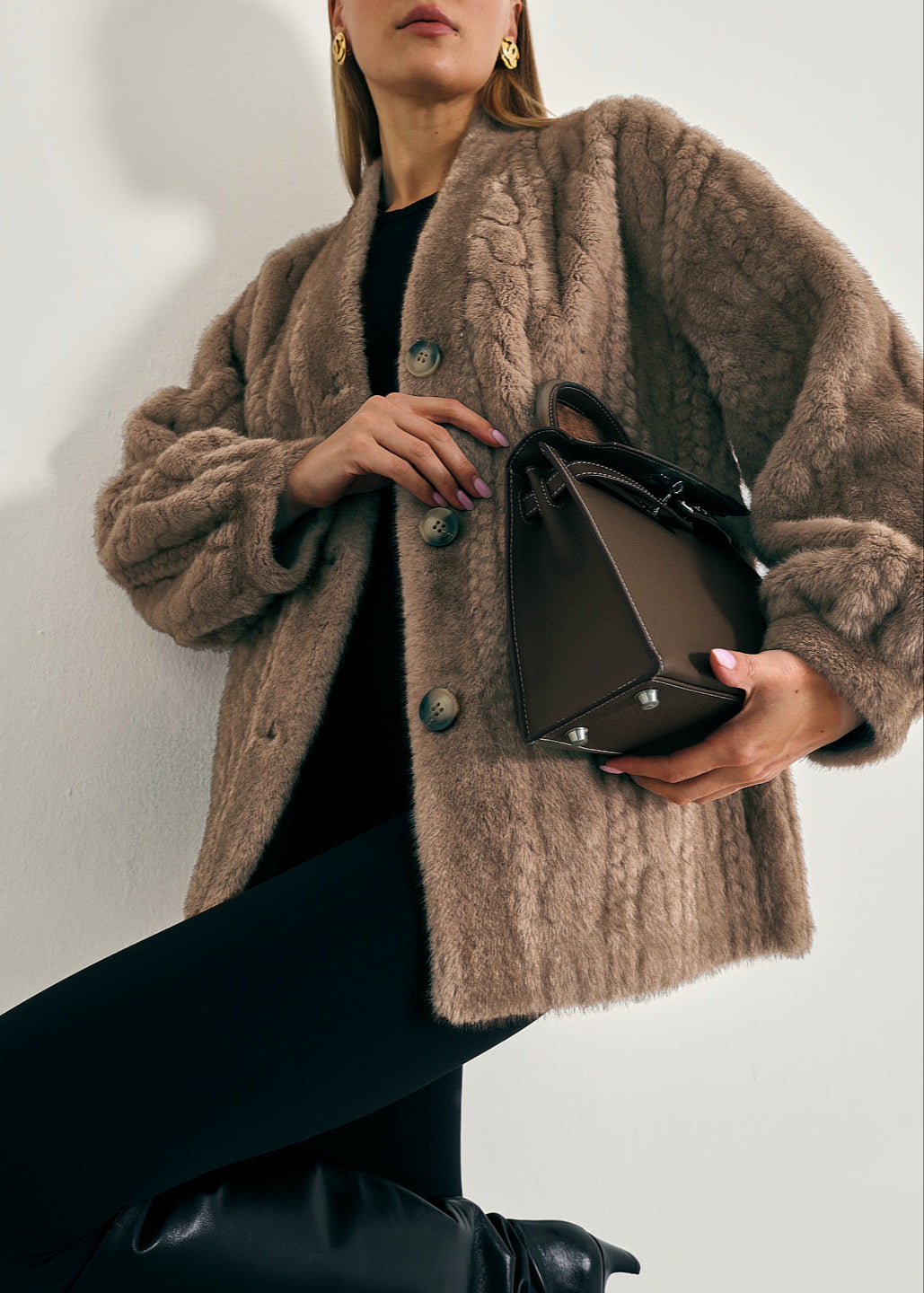 Vail Chic Fur Cardigan Coat | Truffle
