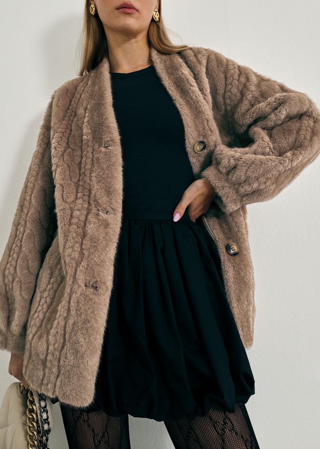 Vail Chic Fur Cardigan Coat | Truffle