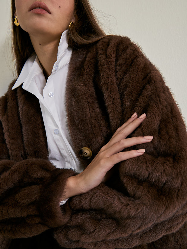 Vail Chic Fur Cardigan Coat | Espresso