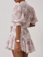 Verona Printed Scallop Trim Skort | White & Pink