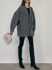 Viktoria Oversized Wool Cardigan | Rich Grey