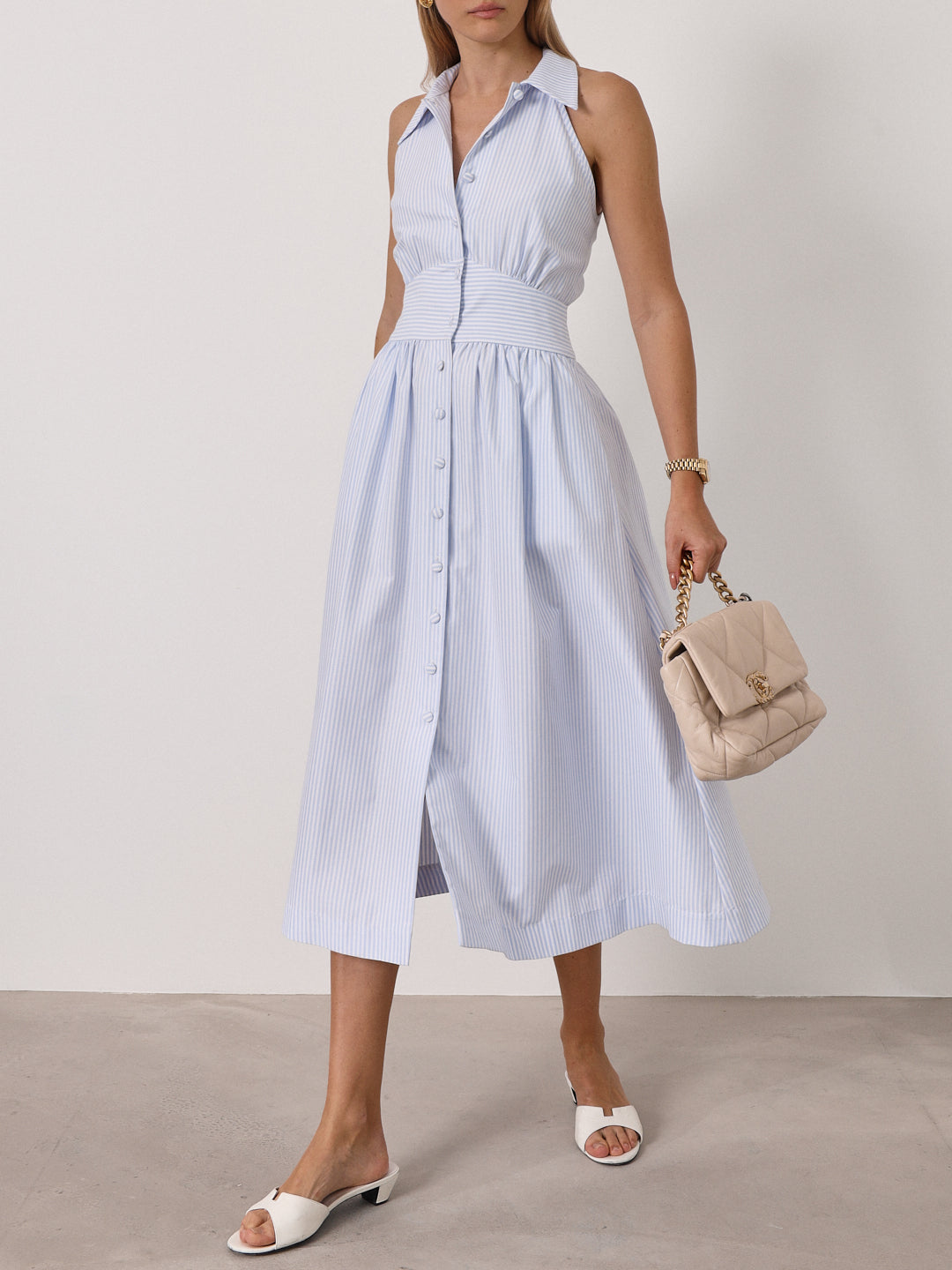 Viera Iconic Stripe Shirt Dress | Blue