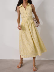 Viola Cutwork Timeless Belted Dress | Limoncello