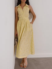 Viola Cutwork Timeless Belted Dress | Limoncello