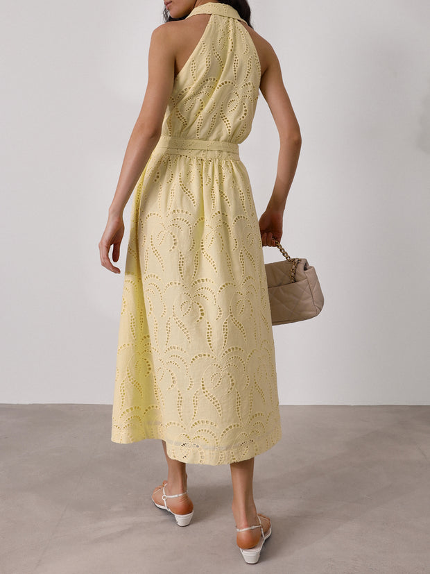 Viola Cutwork Timeless Belted Dress | Limoncello