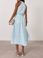 Viola Cutwork Timeless Belted Dress | Sky Blue