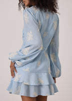 Mia Embroidered Frill Day Dress | Blue