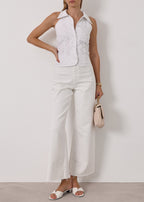 Vallary Cotton Cutwork Elegance Shirt | White
